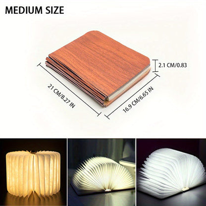 Folding Book Lamp – Rechargeable LED Bedside Light, 3-Color Portable Night Light