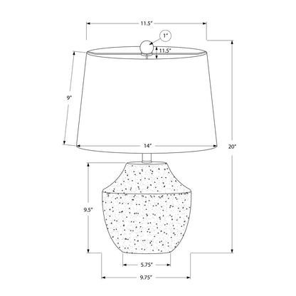 Table lamp with cream speckled concrete base and drum shade by Unique Piece Furniture on Tampa Home & Garden Store