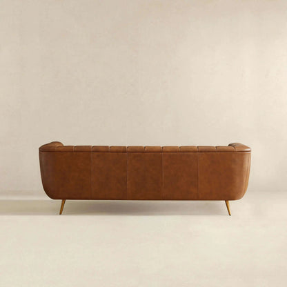 Ava Sofa Gold / Tan leather stationary sofa by Unique Piece Furniture with tufted back on Tampa Home & Garden Store