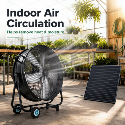 30in wheeled solar fan with 140W monocrystalline panel, HouseOfZazla ventilation fan on Tampa Home & Garden Store