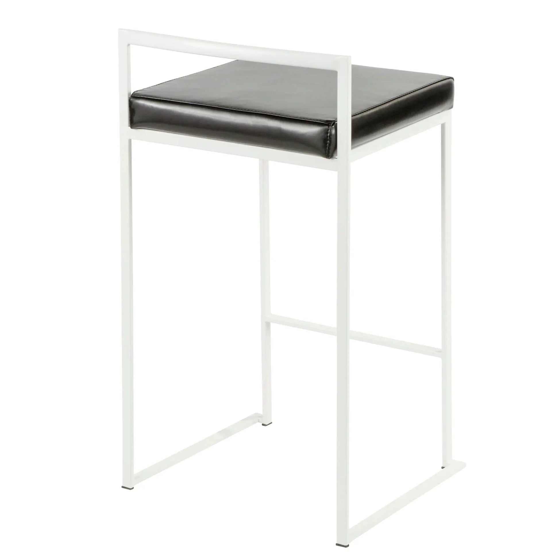 Fuji Simple Elegance stackable counter stool with white frame and black cushioned seat on Tampa Home & Garden Store