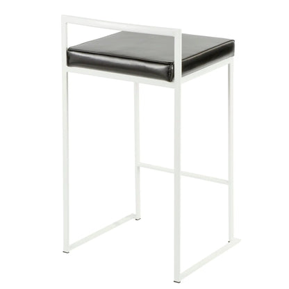 Fuji Simple Elegance stackable counter stool with white frame and black cushioned seat on Tampa Home & Garden Store