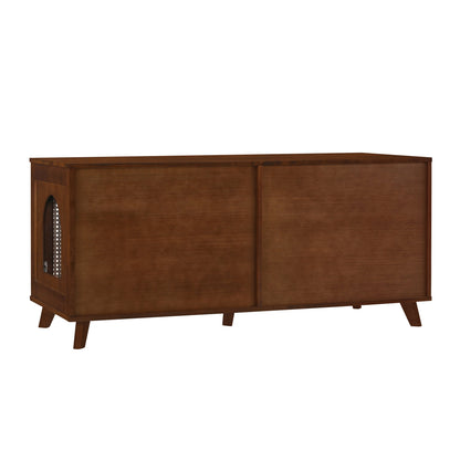 Myra indoor premium rubber wood cat cabinet with cozy cushion, brown finish on Tampa Home & Garden Store