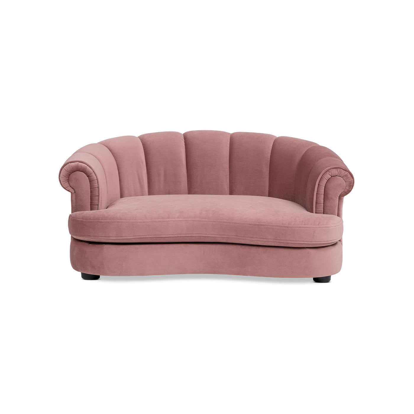 Halle 35.5-in Rolled-Arm Dog Bed with Channel-Tufted Back in pink velvet by HouseOfZazla on Tampa Home & Garden Store
