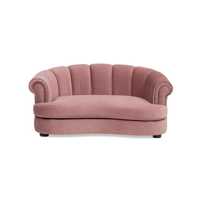 Halle 35.5-in Rolled-Arm Dog Bed with Channel-Tufted Back in pink velvet by HouseOfZazla on Tampa Home & Garden Store