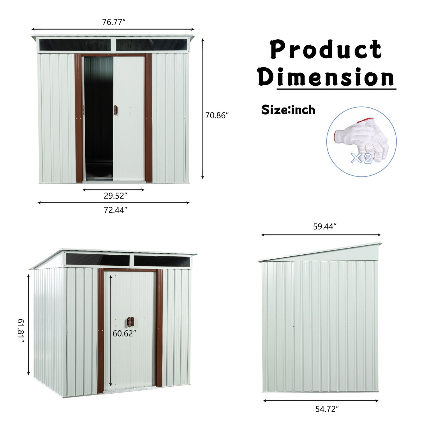 Galvanized Steel Outdoor Storage Shed and Padlock