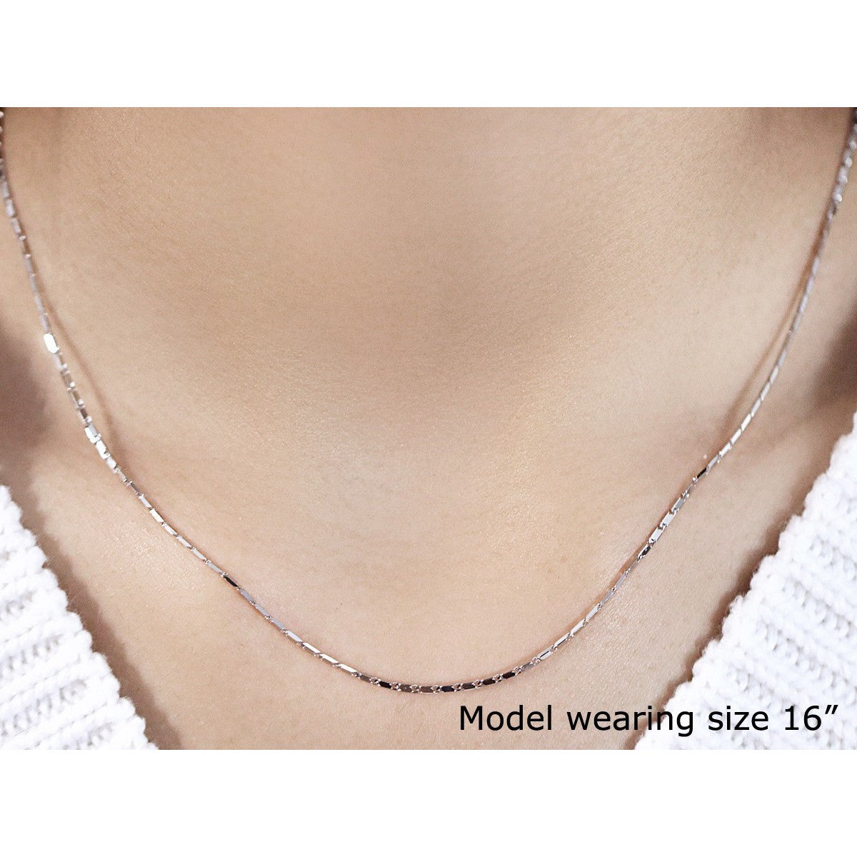 14k white gold Lumina pendant chain necklace, 1.0mm, dainty box chain, model size 16, Bids.com on Tampa Home & Garden Store