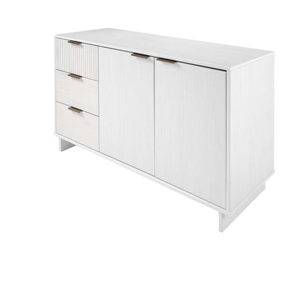 Granville Sideboard white finish drawers brass handles; left 3-drawer right 2-door on Tampa Home & Garden Store