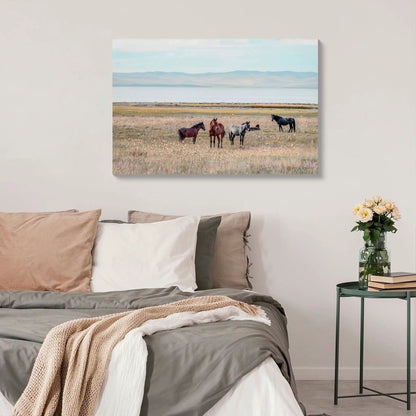 Horse canvas wall art in denim brown tones by Unique Piece Furniture for living room on Tampa Home & Garden Store