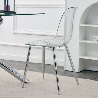 Modern Minimalist Transparent Dining Chair 6-Piece Set with clear acrylic seat and chrome legs on Tampa Home & Garden Store