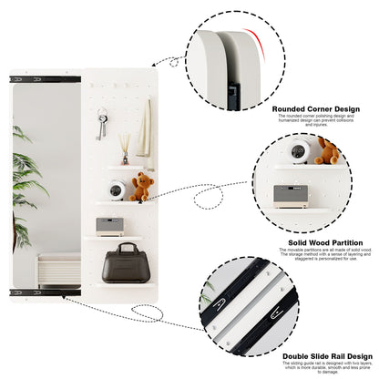 Full length wall mounted storage mirror with shelf and hook in white by HouseOfZazla on Tampa Home & Garden Store