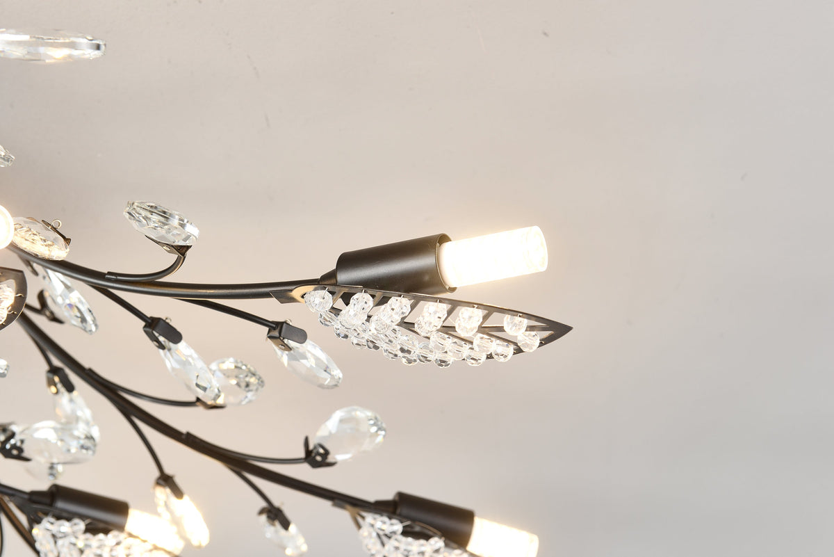 15-Light Chandelier Crystal Ceiling Lamp HouseOfZazla, black metal frame with crystal prisms on Tampa Home & Garden Store