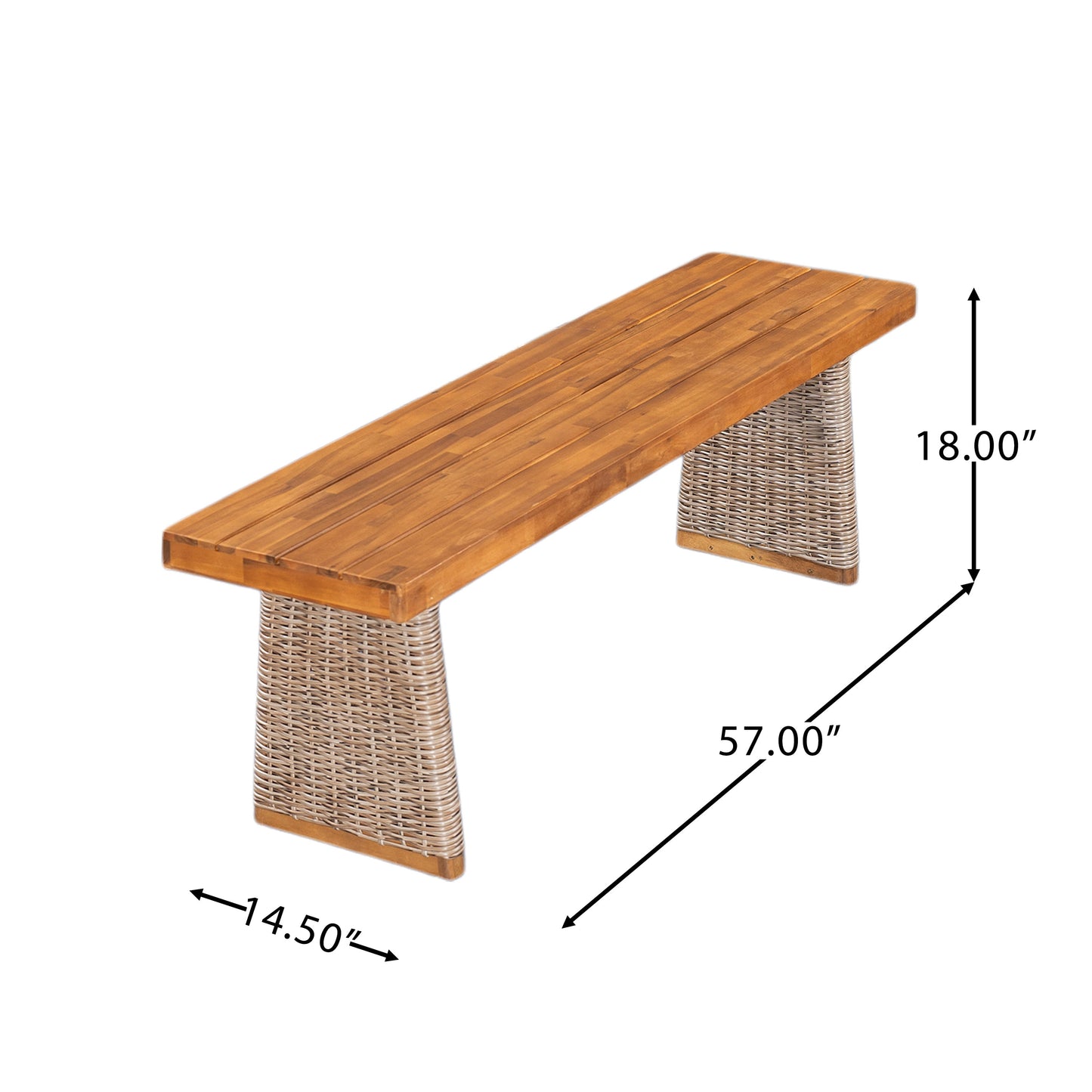 Outdoor Acacia Wood Bench Set of Two Pieces