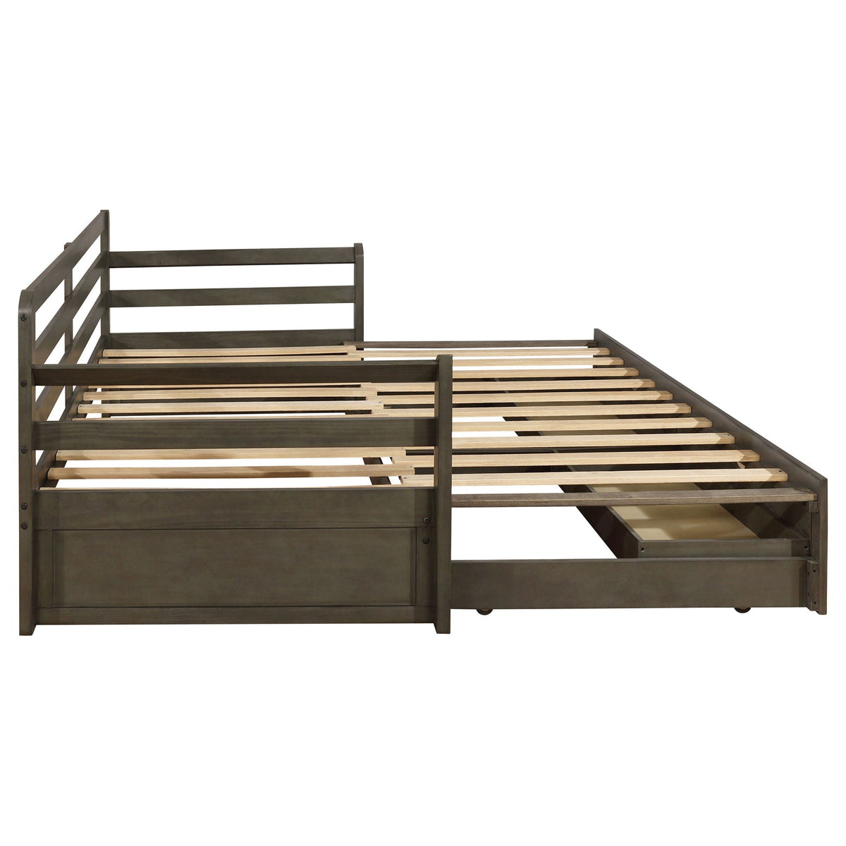 Twin Daybed With Trundle and Storage Drawers Gray