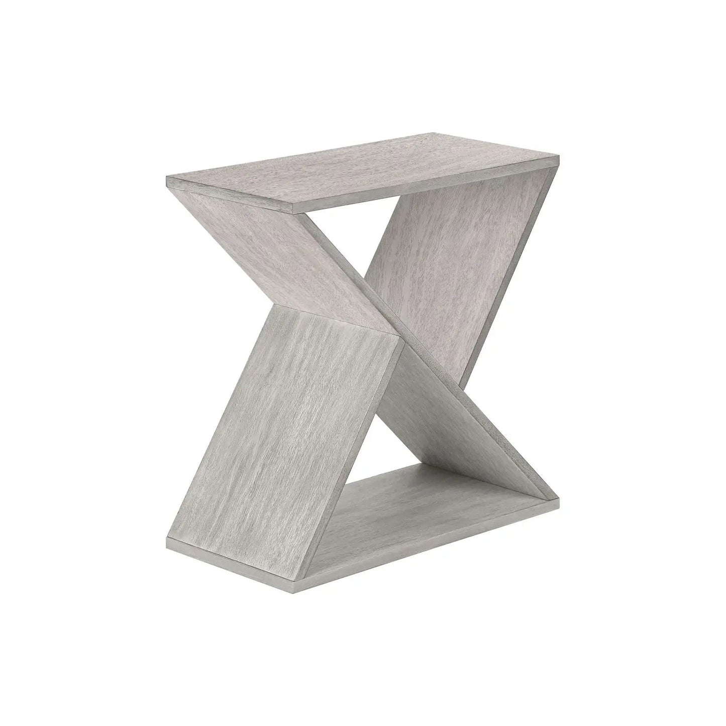 Accent Side Table, light gray wood finish with an X-shaped base by Unique Piece Furniture on Tampa Home & Garden Store