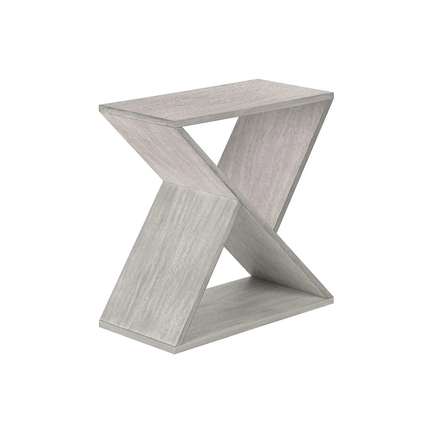 Accent Side Table, light gray wood finish with an X-shaped base by Unique Piece Furniture on Tampa Home & Garden Store