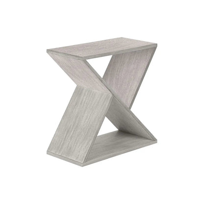 Accent Side Table, light gray wood finish with an X-shaped base by Unique Piece Furniture on Tampa Home & Garden Store