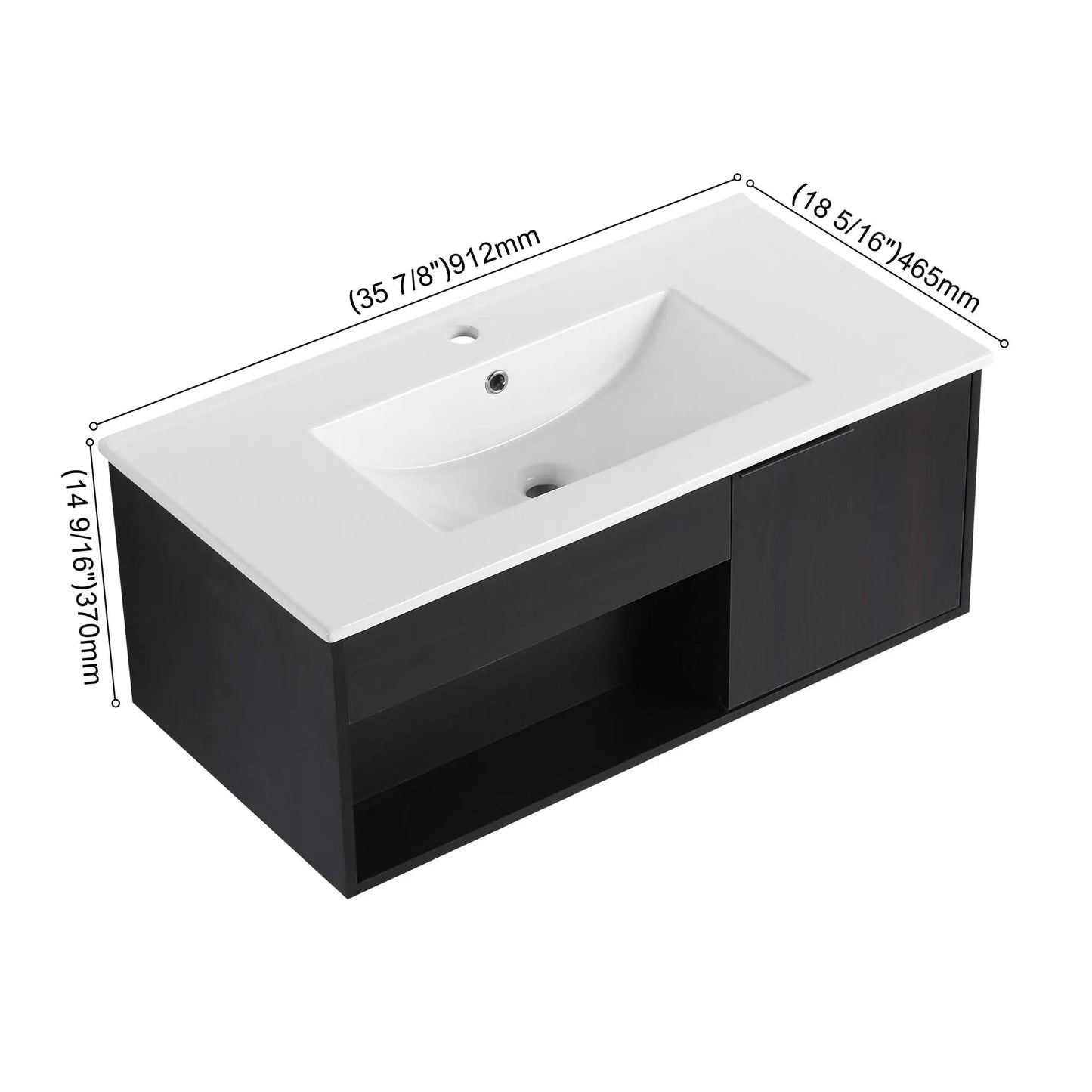 Wall Mounted Floating Vanity With Open Shelf