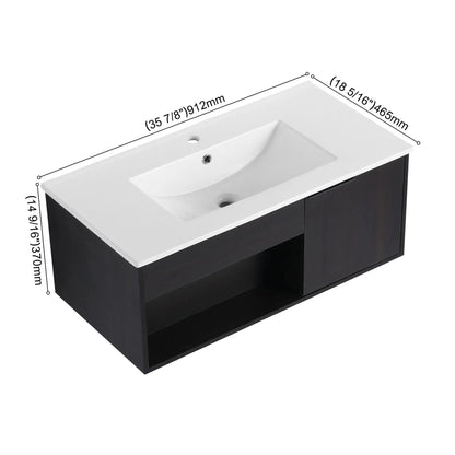 Wall Mounted Floating Vanity With Open Shelf