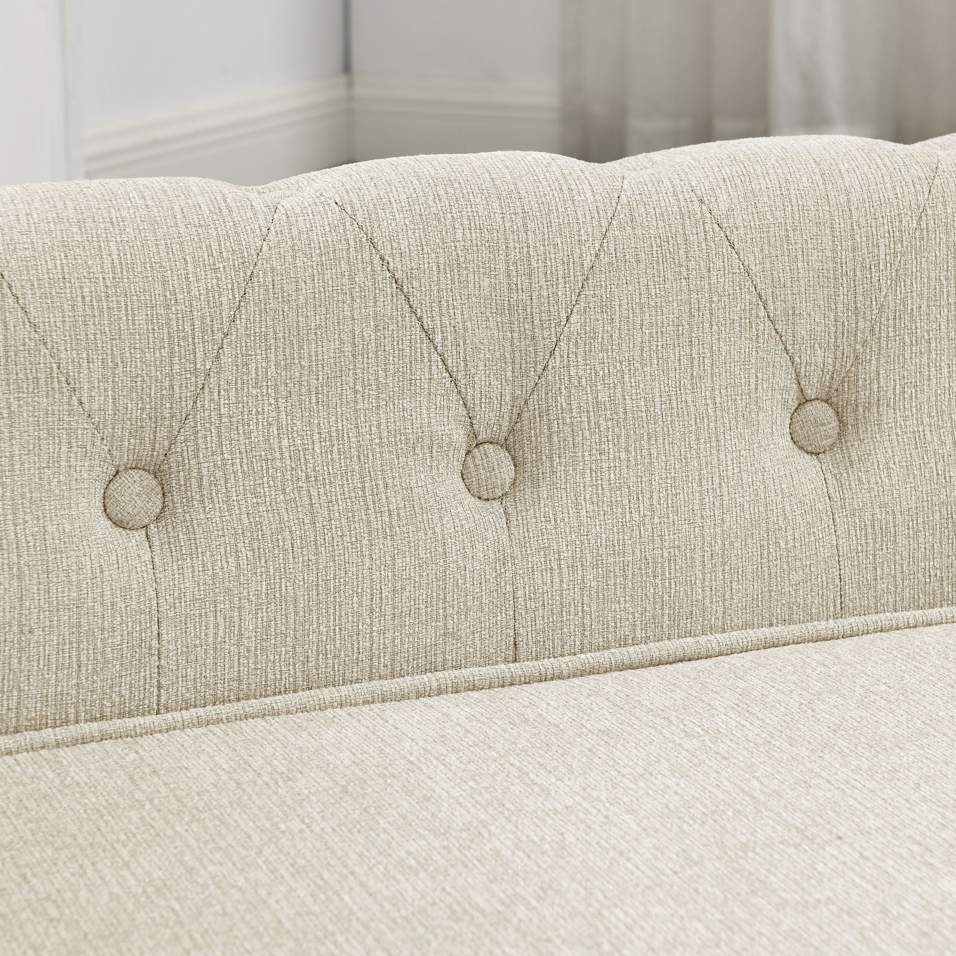 Modern Elegant Rectangle Pet Bed in beige tufted fabric, elevated dog sofa on Tampa Home & Garden Store