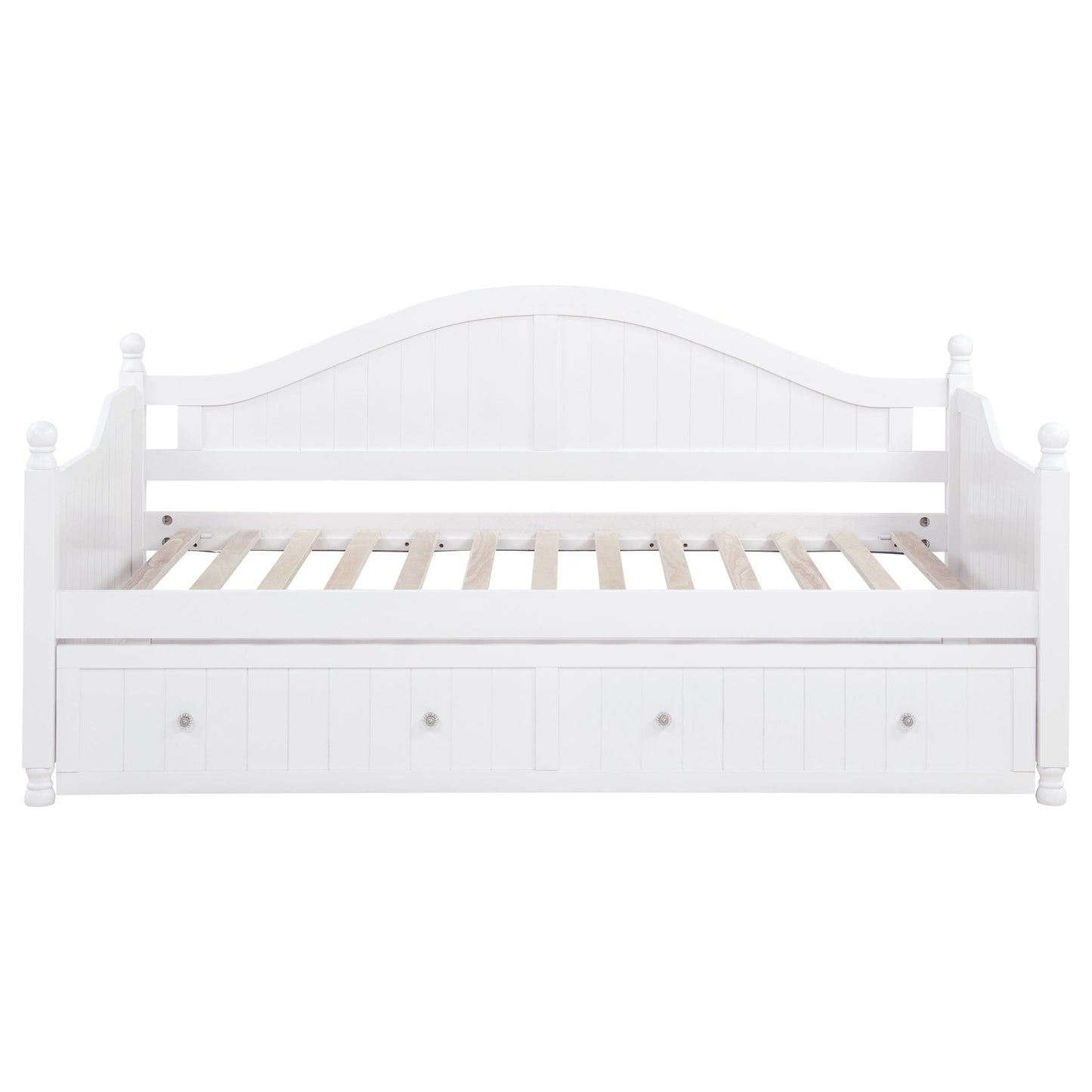 Twin Daybed with Trundle Storage Bed white by HouseOfZazla, curved headboard on Tampa Home & Garden Store