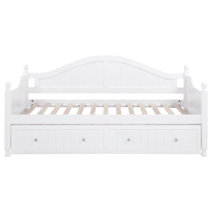 Twin Daybed with Trundle Storage Bed white by HouseOfZazla, curved headboard on Tampa Home & Garden Store