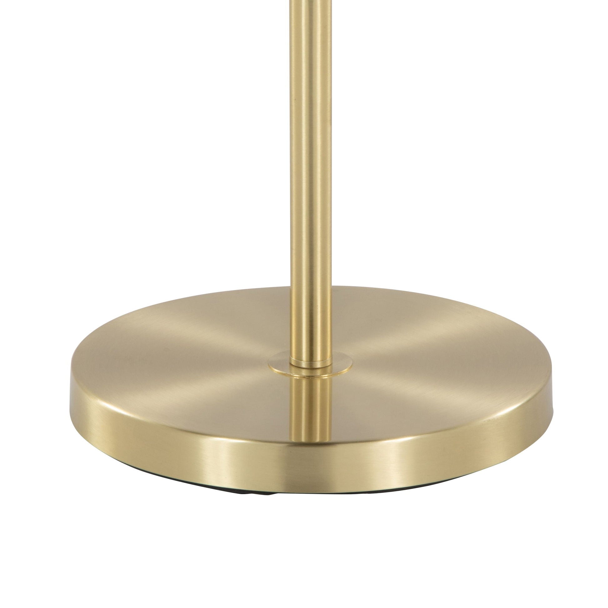 Tier Contemporary Floor Lamp by HouseOfZazla brass finish with circular base and slender stem on Tampa Home & Garden Store
