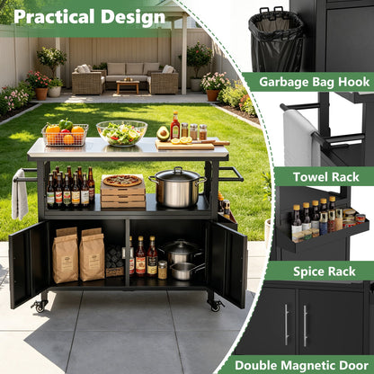 Durable Outdoor Grill Cart and Steel Table Top