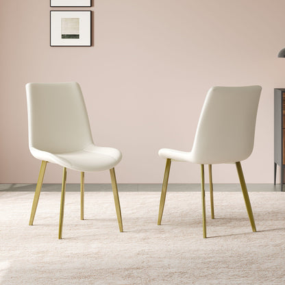 Modern dining chairs set of 4 by HouseOfZazla, white upholstery with gold legs for kitchen on Tampa Home & Garden Store