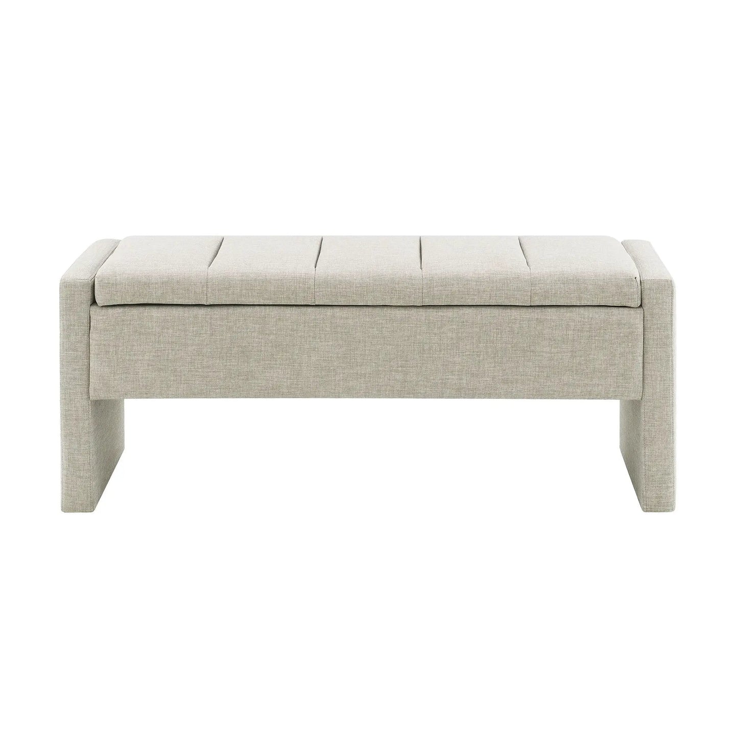 Modern upholstered large bed end bench with storage in beige fabric on Tampa Home & Garden Store