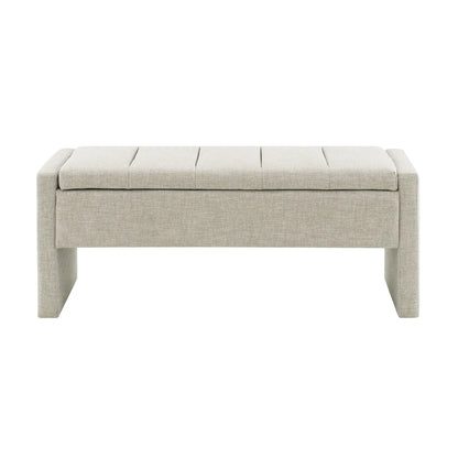 Modern upholstered large bed end bench with storage in beige fabric on Tampa Home & Garden Store
