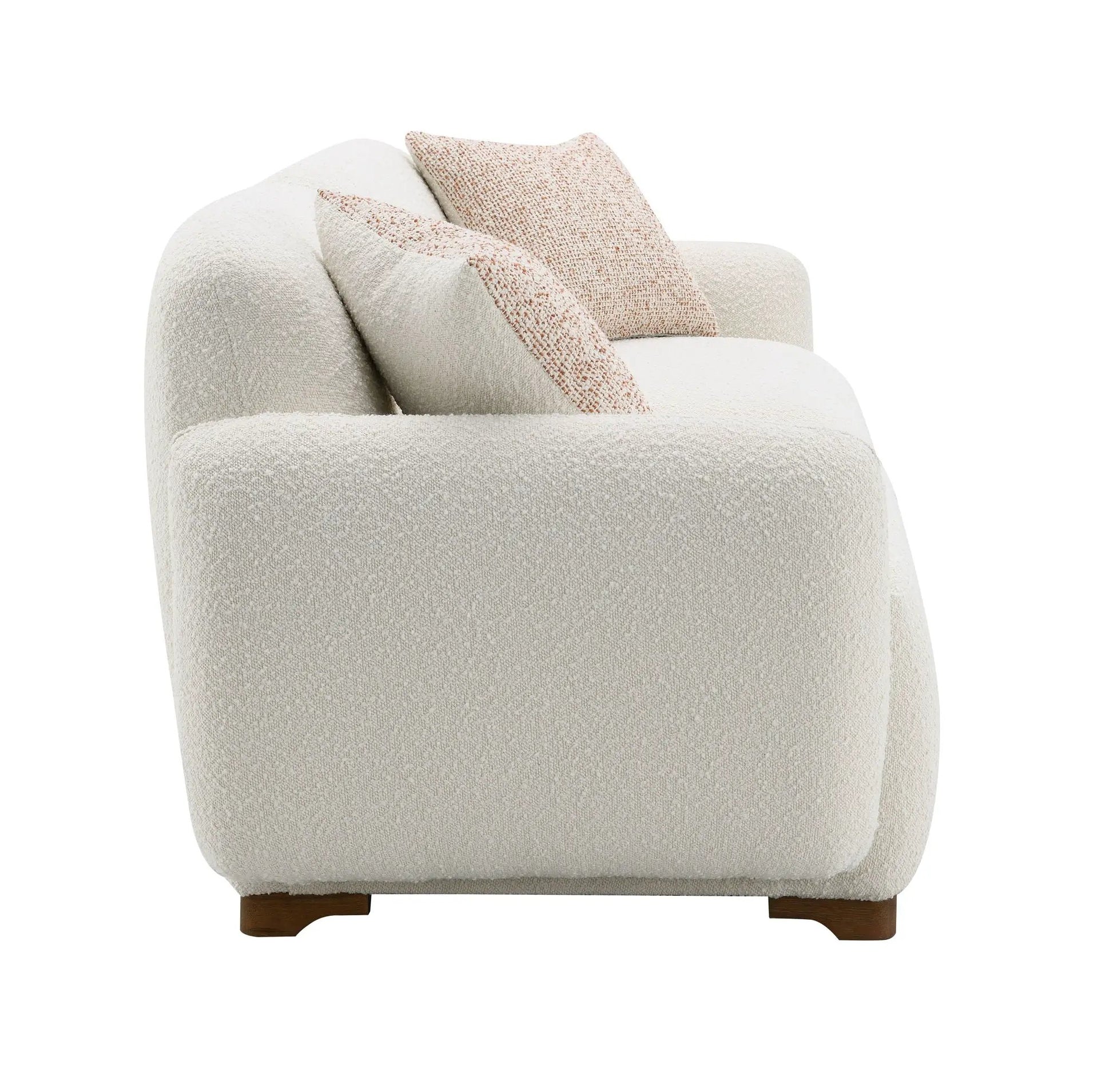 Darius Boucle Sofa with 2 Toss Pillows, beige upholstery by Unique Piece Furniture on Tampa Home & Garden Store