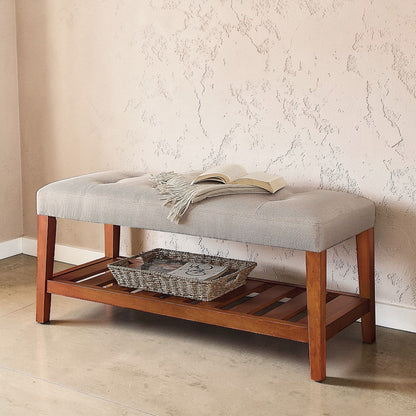 Charla Upholstered Bench with Tufted Fabric Seat