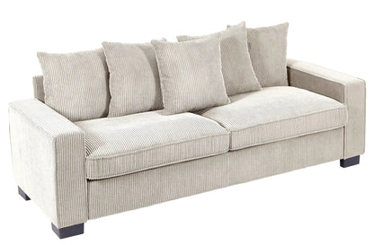 3-seater sofa in beige corduroy with 5 pillows, stationary couch by Unique Piece Furniture on Tampa Home & Garden Store