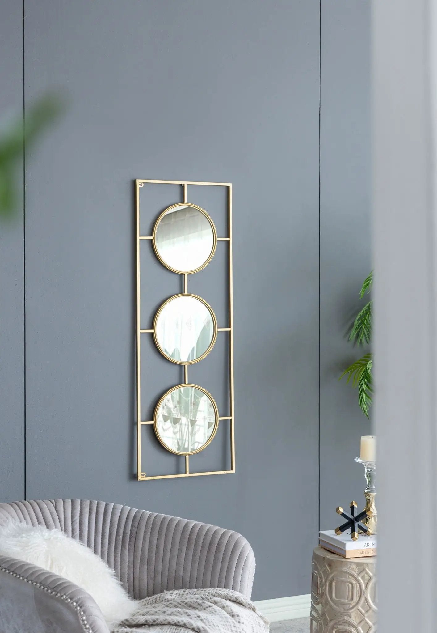 Three Mirror Wall Decor in Rectangular Frame