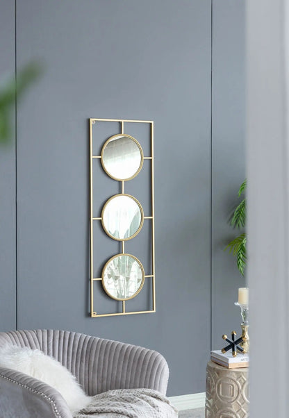 Three Mirror Wall Decor in Rectangular Frame