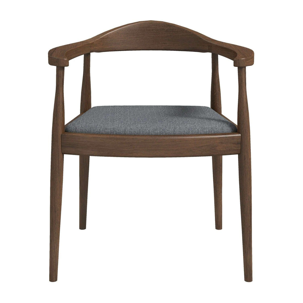 Mid-Century Modern Dining Chair with Armrests by HouseOfZazla in dark brown wood and gray fabric on Tampa Home & Garden Store