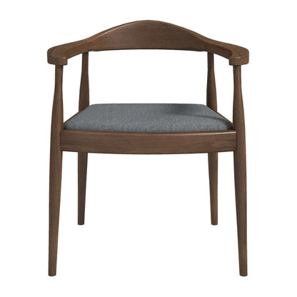 Mid-Century Modern Dining Chair with Armrests by HouseOfZazla in dark brown wood and gray fabric on Tampa Home & Garden Store