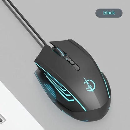 Laptop Esports Game Wired Mouse by FLIPSTYLEZLLC, black with cyan LED accents on Tampa Home & Garden Store