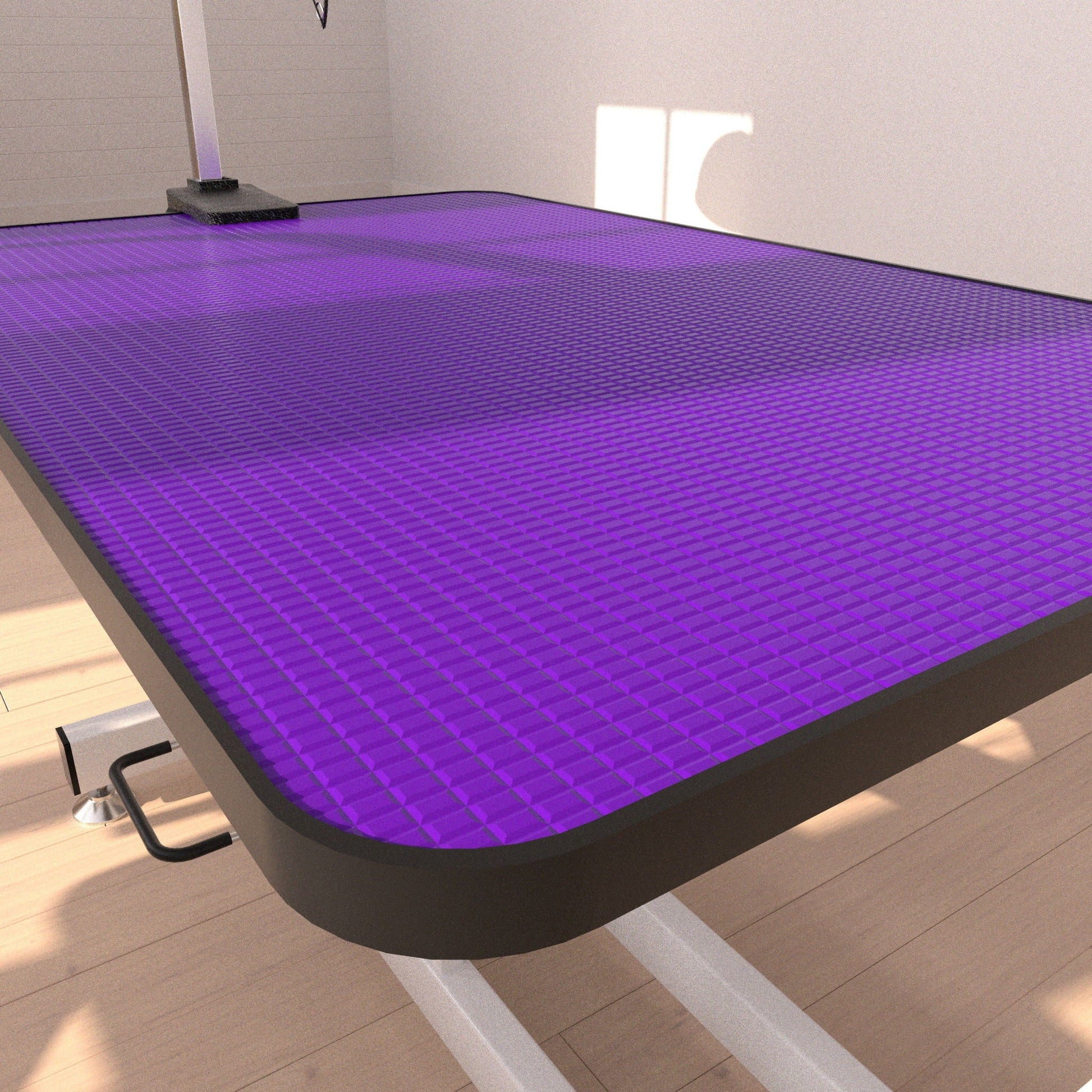 Hydraulic Pet Grooming Table with purple non-slip mat and metal frame HouseOfZazla on Tampa Home & Garden Store
