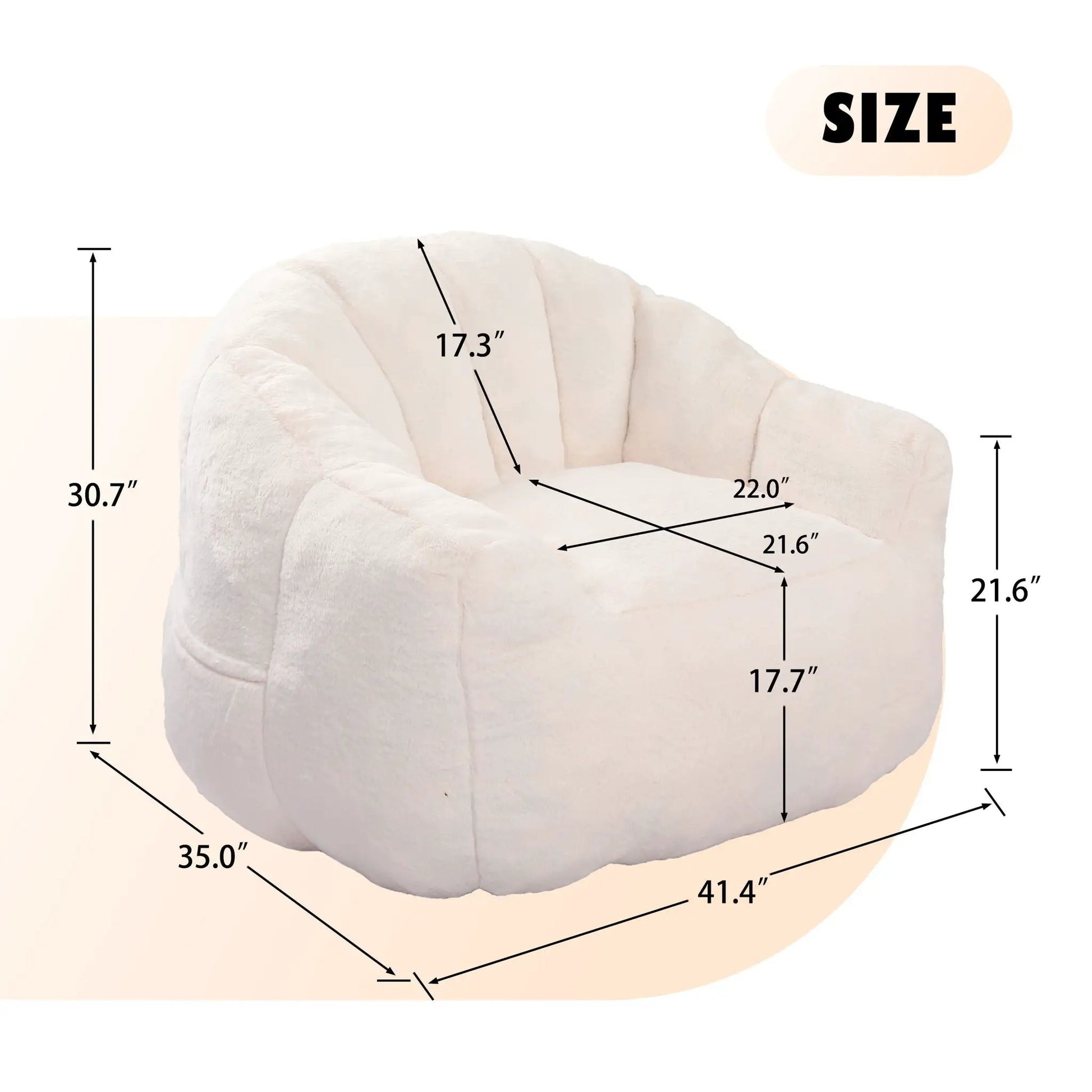 Beanbag Chair with Armrests, beige plush fabric, high-density foam fill, Unique Piece Furniture on Tampa Home & Garden Store