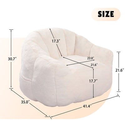 Beanbag chair with armrests by HouseOfZazla, cream fabric, high-density foam on Tampa Home & Garden Store