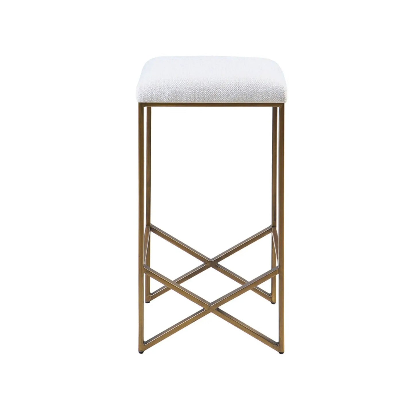 Backless Counter Stool with Padded Seat Ivory