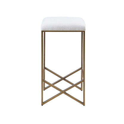 Backless Counter Stool with Padded Seat Ivory