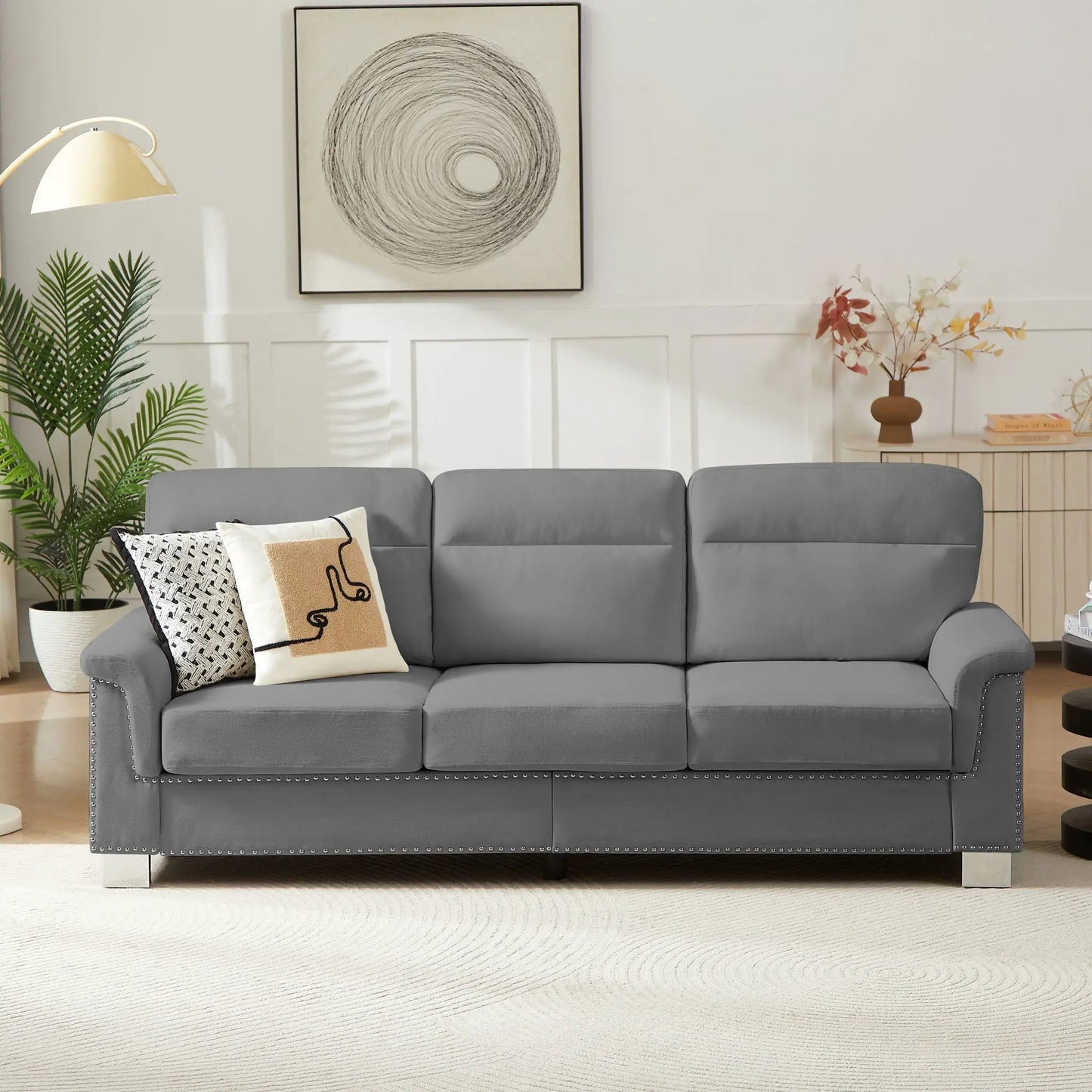 Three Seater Elegant Stationary Sofa for Living