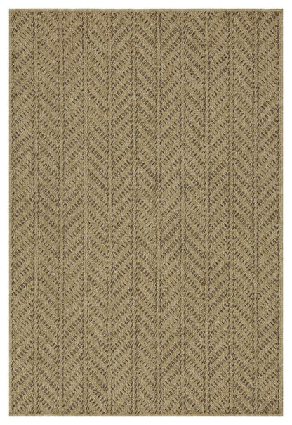 Durable jute and mocha indoor outdoor rug with a textured chevron pattern by HouseOfZazla on Tampa Home & Garden Store