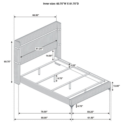 Malcolm wingback bedroom set bed frame by HouseOfZazla, blueprint-style with measurements on Tampa Home & Garden Store