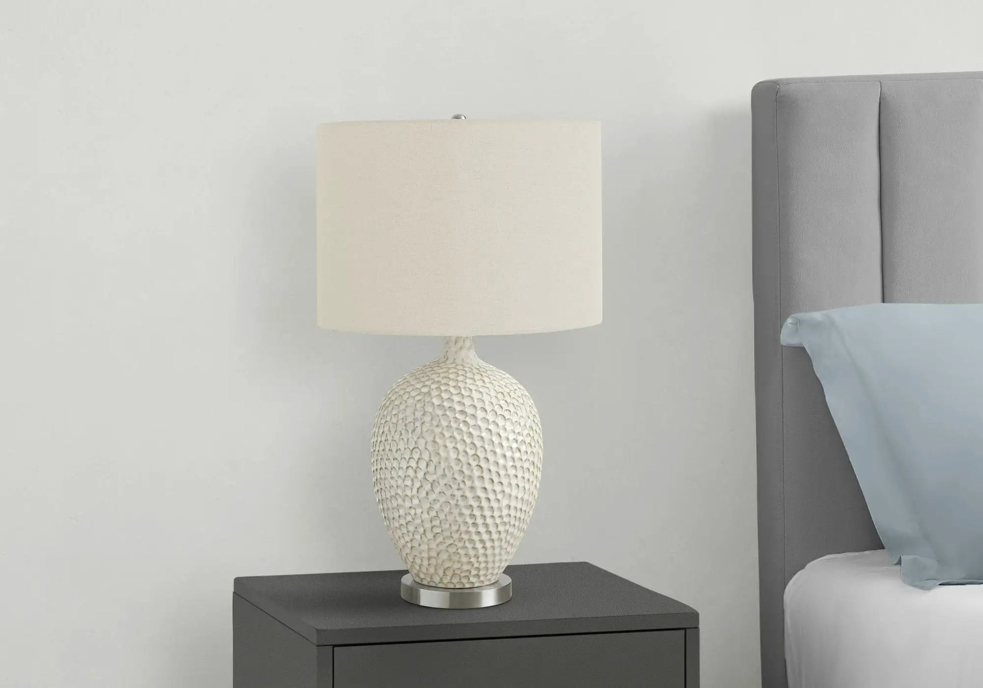 Table lamp ceramic cream base with textured finish and cream shade by Unique Piece Furniture on Tampa Home & Garden Store