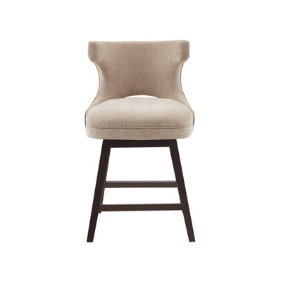 360 Degree Swivel Counter Stool beige fabric with dark wood legs counter-height on Tampa Home & Garden Store