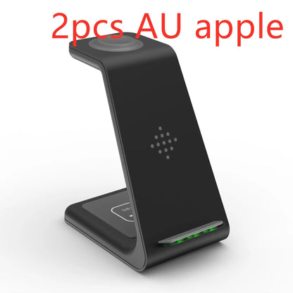 3-in-1 wireless charging station and phone stand, black with top Qi pad and LED bar on Tampa Home & Garden Store